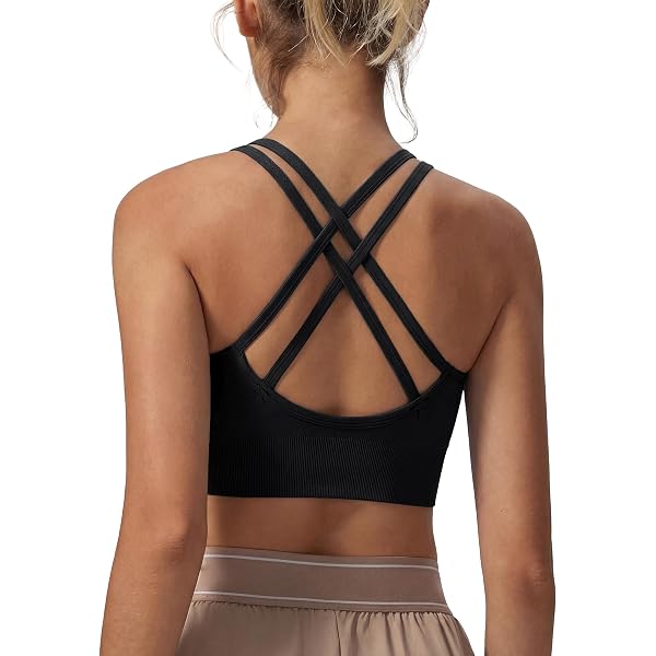 RELLECIGA Women's Criss-Cross Front Sports Bras Fitness Support